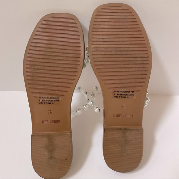 Steve Madden Skyler Studded Pearl Embellished Square Toe Flat Sandals Size 7.5 - Picture 13 of 13